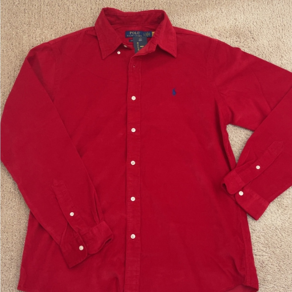 Ralph Lauren Men's Bold Red Button Down Shirt